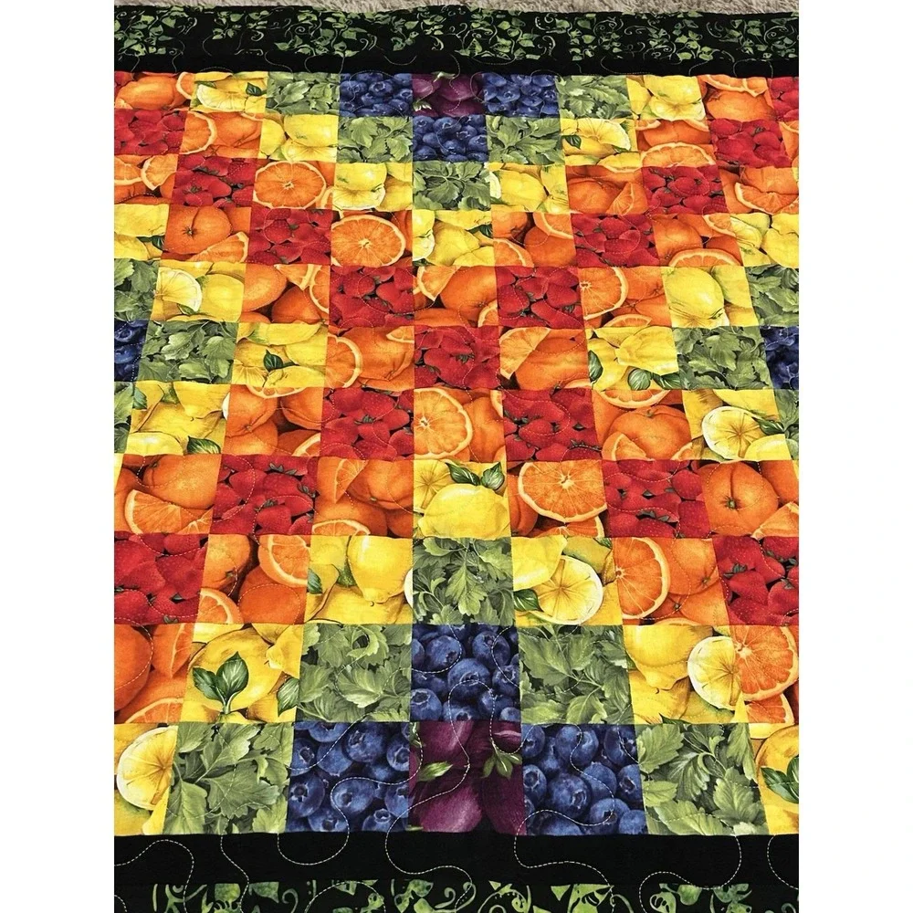 Handmade Quilted Patchwork Wall Hanging Fruit Themed‎ Lemons Oranges 35